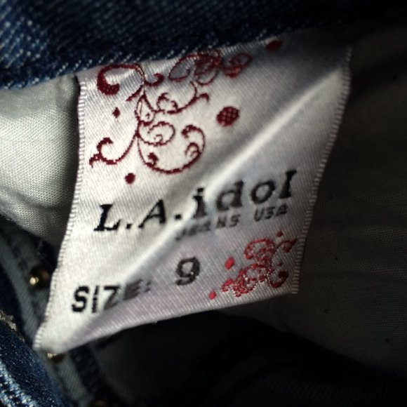 LA Idol USA Womens Jeans Boot Cut Sz 9 Feather Headdress Rhinestones Embellished - Picture 11 of 12